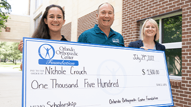 The Orlando Orthopaedic Center Foundation announces the recipient of the 2022 Orlando Orthopaedic Center Foundation Scholarship Awardee Nichole Crouch