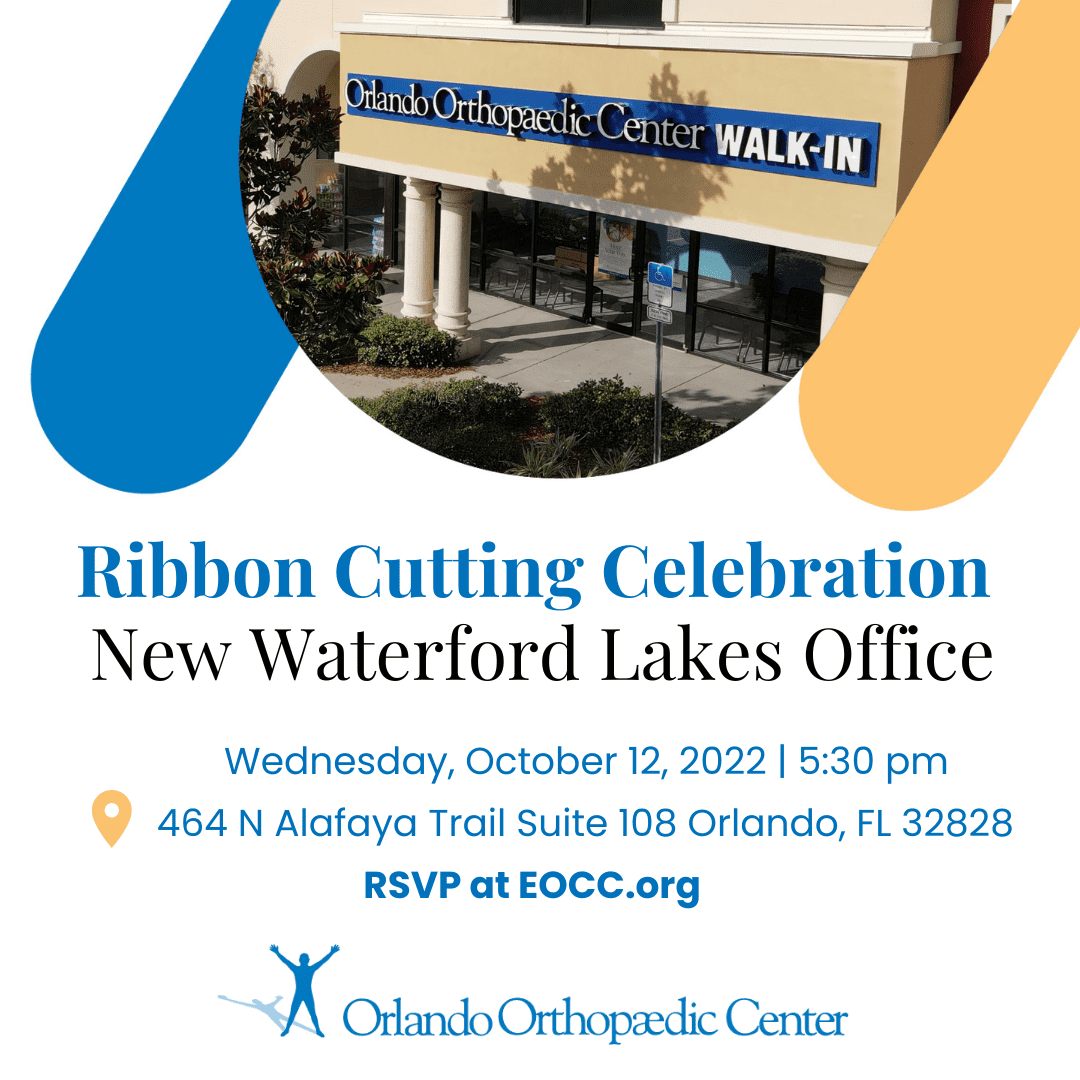 OOC Chamber of Commerce Ribbon Cutting – 1080×1080 Orlando Orthopaedic Center Waterford Lakes Grand Opening & Ribbon Cutting Invitation